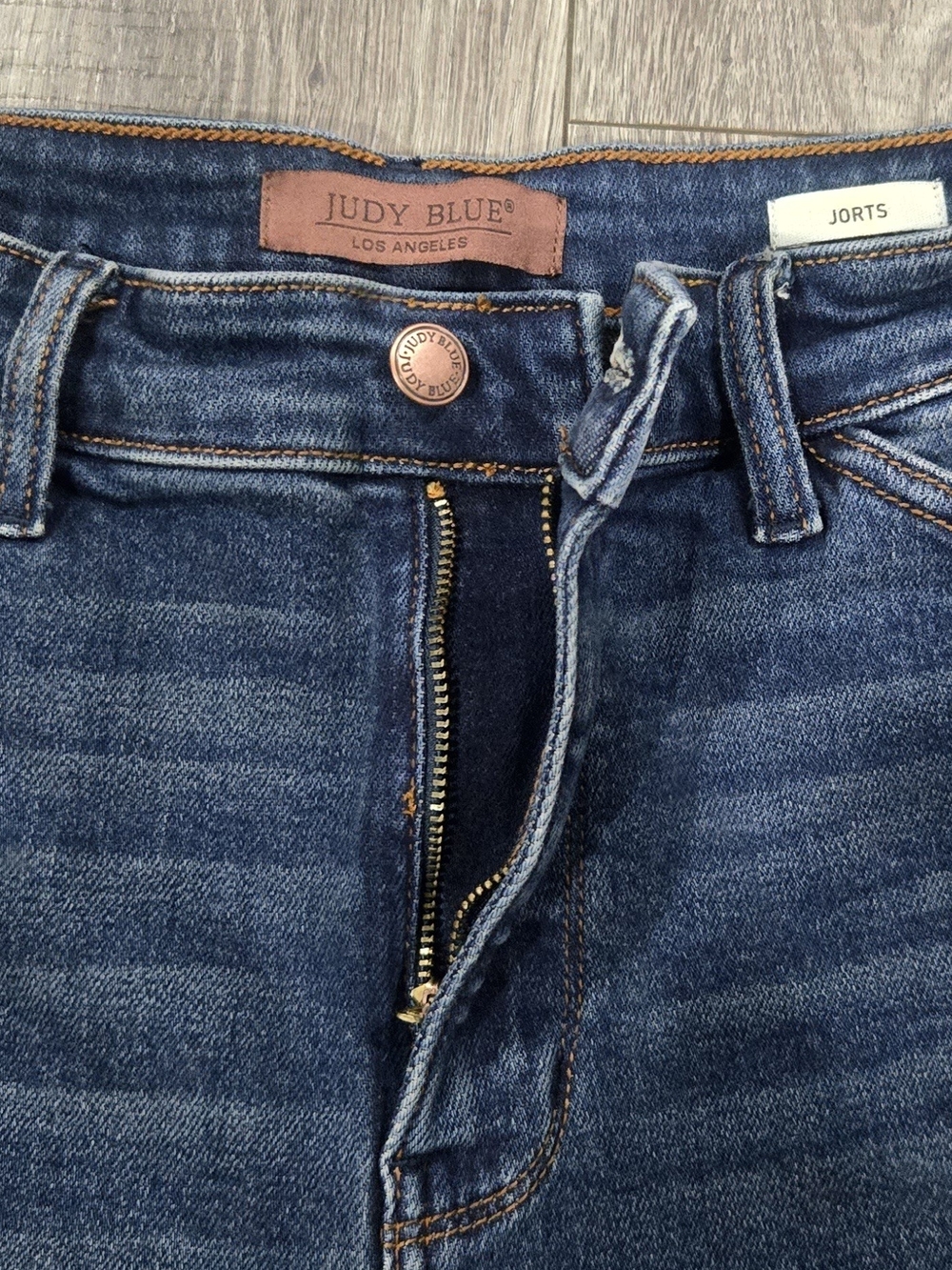 Judy Blue High Waist Jort Denim Shorts Womens Dark Wash Bermuda Stretch. #438 - Picture 5 of 6
